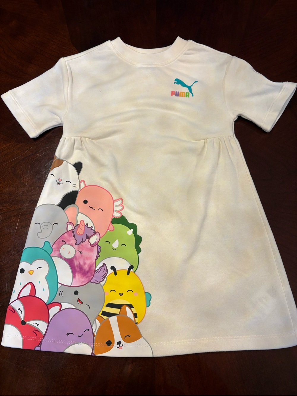 Puma Cream Kids Short-Sleeve Pajama Dress with Colorful Character Print